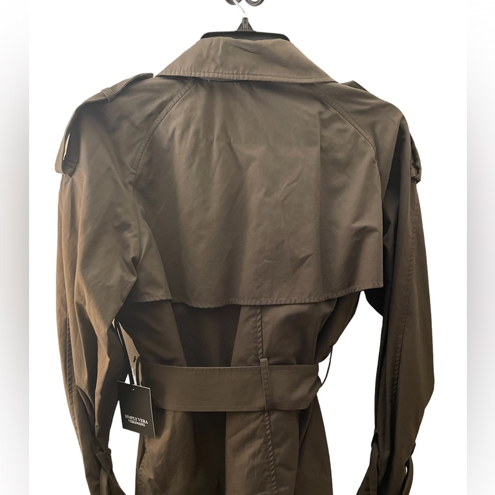 Vera Wang Women’s Lightweight Jacket. Green. Belted with ribbon sleeves. Medium - Picture 2 of 7